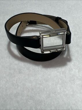 Origami Owl Black Leather Wrap Bracelet with Silver Frame Charm